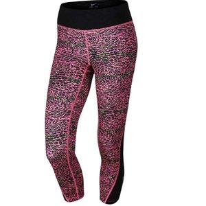 Nike Racer Dri-fit Cropped Tights Hot Pink Leopard Pattern